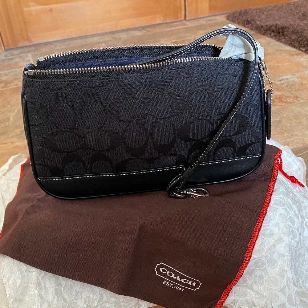 NWT Black Fabric Coach Clutch